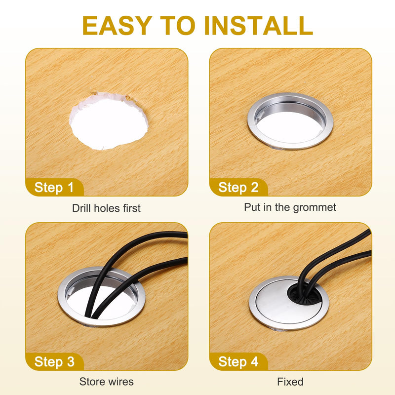 MECCANIXITY Desk Grommet 1.4 Inch, Zinc Alloy Round Desk Hole Cover Wire Cable Cord Organizer for Home Office Computer Table Cables, 35mm, Dark Silver