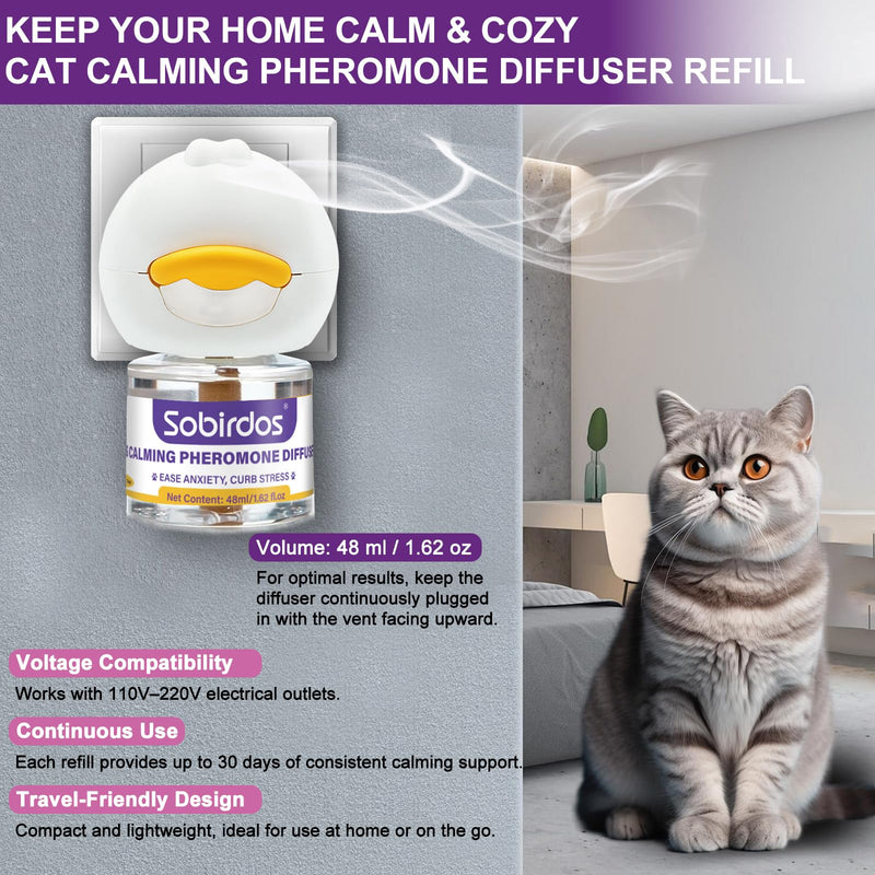 6-in-1 Cat Pheromone Calming Diffuser Kit - Relieve Anxiety, Reduce Fights/Scratching, 2 Plugs + 4 Refills, 120 Days (Purple, L) Purple