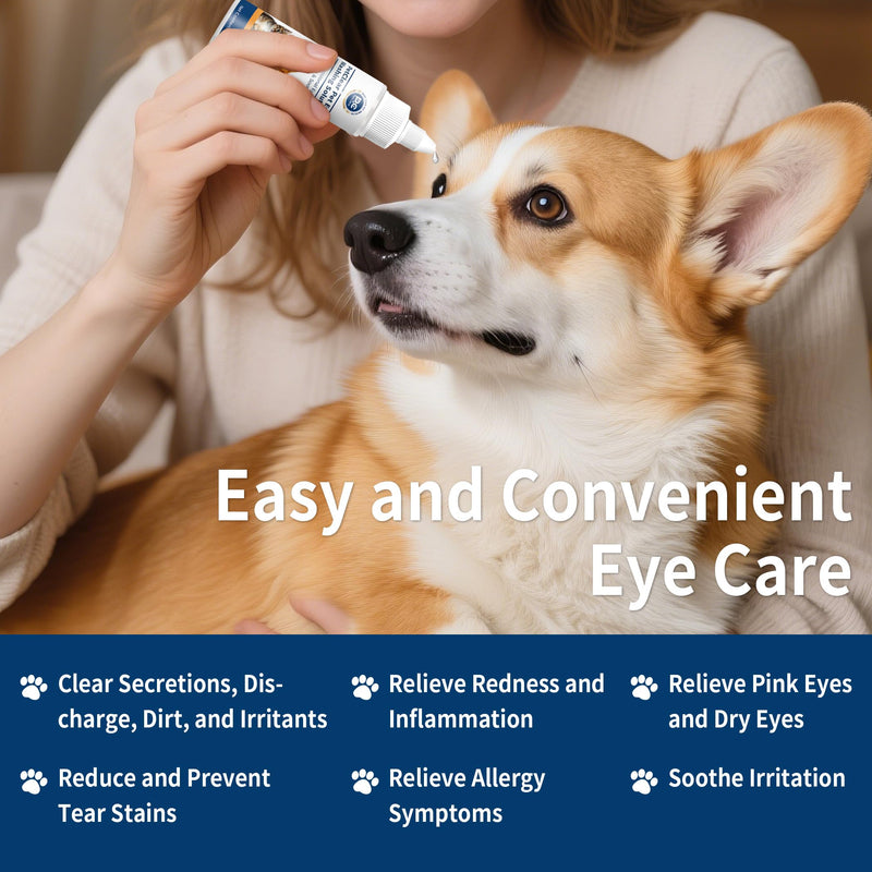 Dog Eye Drops, Contain Blueberry Extract, Removes Tear Stains and Secretions, Supports and Prevents Eye Problems, Suitable for Cats & Dogs, 1 Bottle (2.03 fl. oz in Total) 1 Bottle (2.03 fl. oz in total)