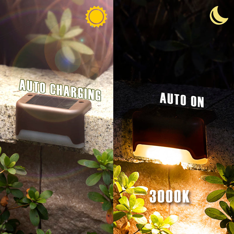 GIGALUMI Led Solar Deck Lights, 16 Pack Waterproof for Outdoor Stairs, Step, Fence, Railing, Yard and Patio (Warm White) Warm White