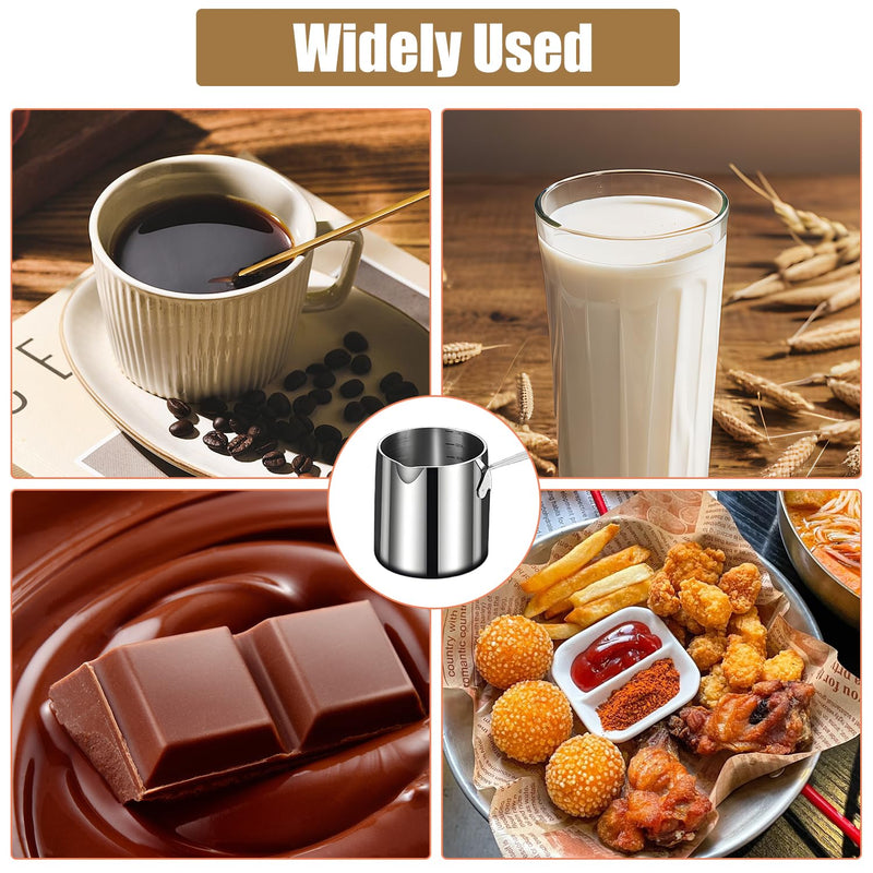 Stainless Steel Butter Warmer Pot 900ml/30.4oz, with Scale Marks | Milk & Chocolate Heating | Coffee & Tea | Multi-Layer Melting | Stovetop Safe(900ML)