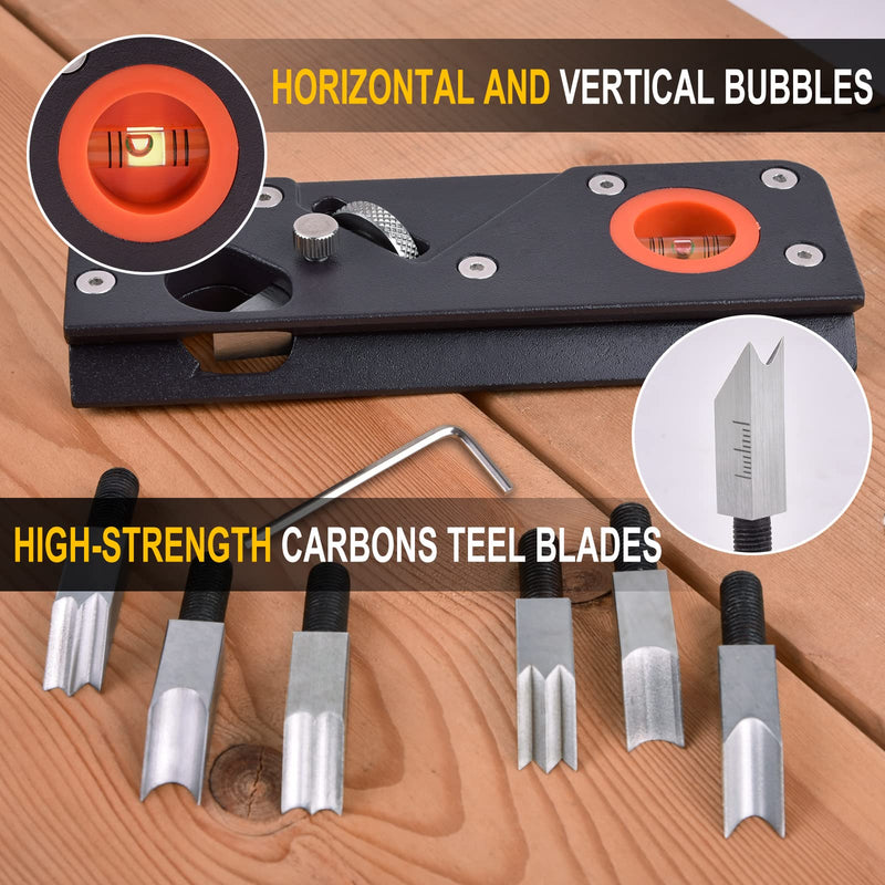 Chamfer Plane-Woodworking Edge Corner Plane with Auxiliary Locator, Hand Plane Suitable for Quick Edge Trimming of Wood (W/7cuters) Black Purle