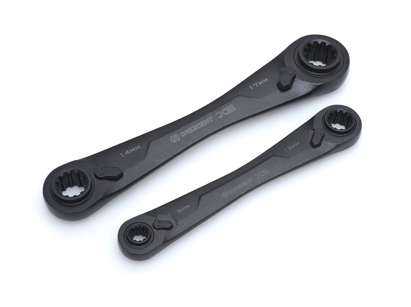 Crescent 2 Piece X6 4-in-1 Black Oxide Spline Ratcheting Metric Wrench Set - CX6DBM2