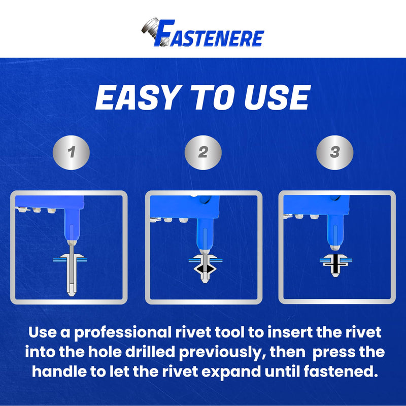Fastenere Copper Pop Rivets - 1/8" x 3/8" (100 Pack) Copper Body Brass Mandrel, Heavy Duty, Open-End, Dome-Head Blind Rivets, Corrosion-Resistant & High Shear Strength, 4-4 Gap .188" - .250" 1/8" x 3/8" (100 pack)