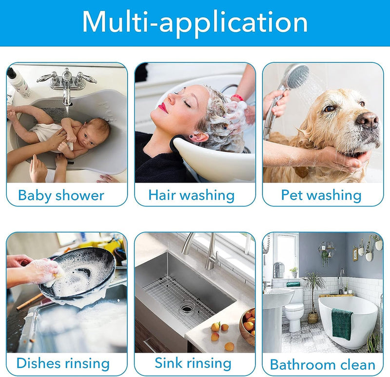 Sink Faucet Sprayer Attachment Set, Kitchen Bathroom Pet Bathing Shower Head with 9.8ft Hose and G1/2 / M22 / M24 / M26 / M28 Faucet Adapters, Hair Washing, Dog Shower 5 Adapters