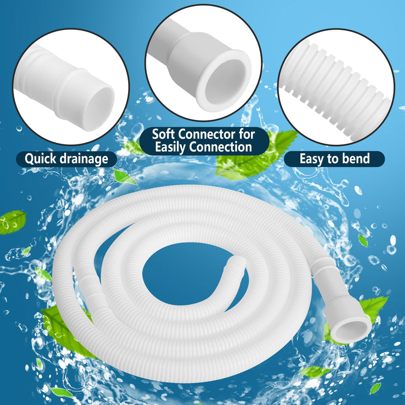 6.5 Ft Dehumidifier Drain Hose 3/4" FHT- Cuttable Leakproof Dehumidifier Discharge Hose for Drainage- Flexible Universal Corrugated Drain Hose Replacement with Clamp for Most Dehumidifier 6.5 Ft White