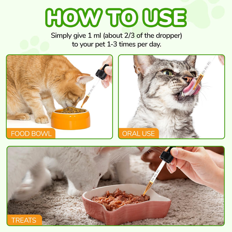 Constipation Relief for Cats, 60ml Cat Constipation Treatment, Cat Probiotic Supplements with 6 Probiotics, Promotes Kitten Digestive Health, Pet Antibiotics for Allergy Relief