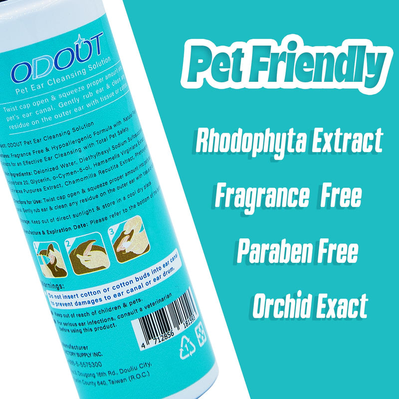 Ear Cleanser for Dogs and Cats, Pet Ear Wash Cleaning Solution with Orchid Extract Release Itching and Deodorize, Fragrance Free 200ml