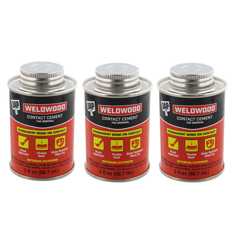 DAP 00107 Weldwood Original Contact Cement,3 oz - 3 Pack