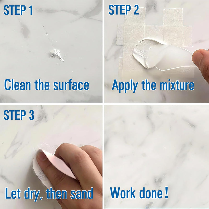 Quartz Countertop Chip Repair Kit(White), Traceless & Quickly Repair Edge Chip, Crack and Hole, Quartz Countertop Repair Kit for Quartz, Marble, Granite, Porcelain and Other Stone Surfaces, 59ml No. 01 White