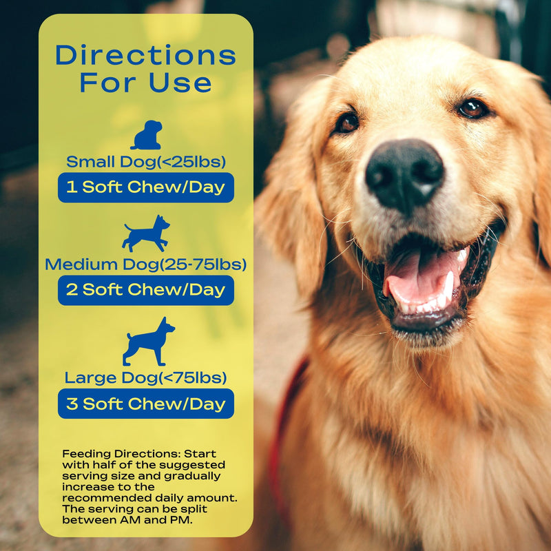 Glucosamine Joint Supplement for Dogs Joint Pain Relief – Glucosamine Chondroitin MSM & Turmeric Hip & Joint Support Chews for Large & Senior Dogs – 120 Ct Glucosamine chew