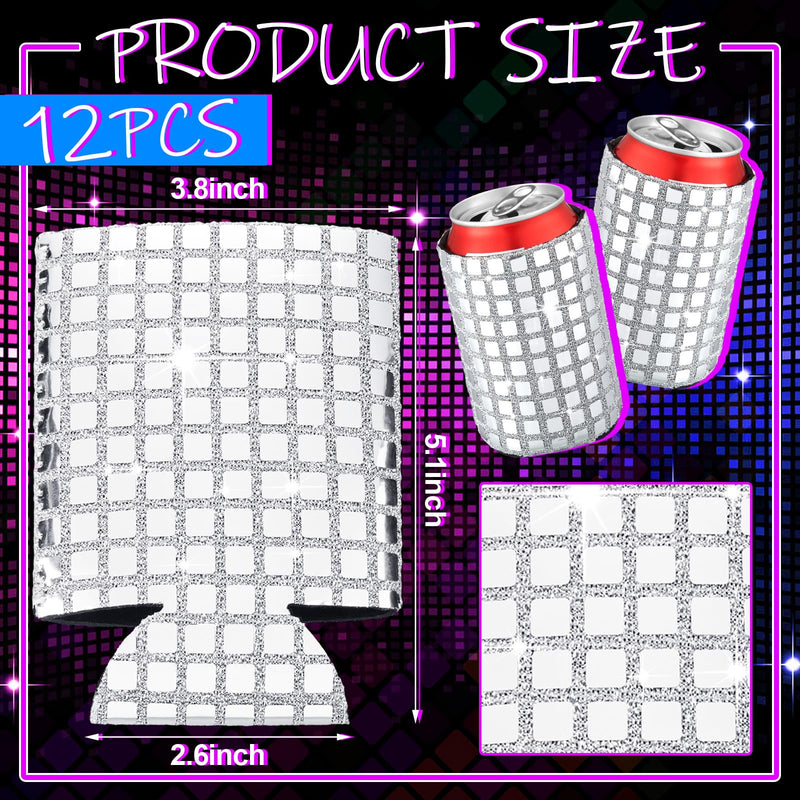 12 Pcs Disco Party Supplies Disco Ball Can Sleeves Retro 70s 80s Theme 12 oz Drink Sleeves Disco Ball Party Table Decorations for Disco Wedding Party Picnic Travel (5.1''x3.8'') 5.1''x3.8''