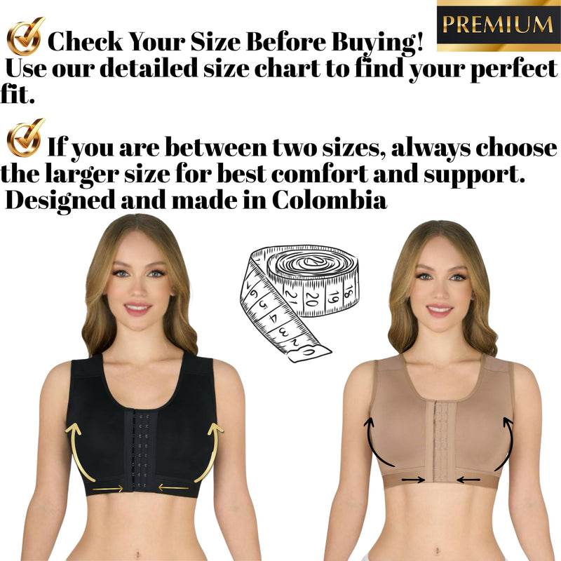 Post Surgical Bra Front Closure Compression Bra for Breast Augmentation Recovery Women X-Large Black