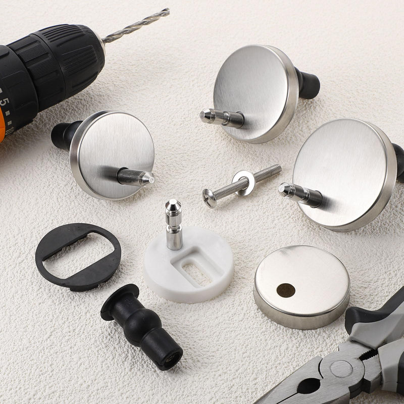 uxcell 4Pcs Toilet Seat Hinge Fixings, Quick Release Top Fix Nuts Screws Hole Fittings, Expanding Rubber Screw Toilet Seat Hinge Replacement with 45mm Base 4