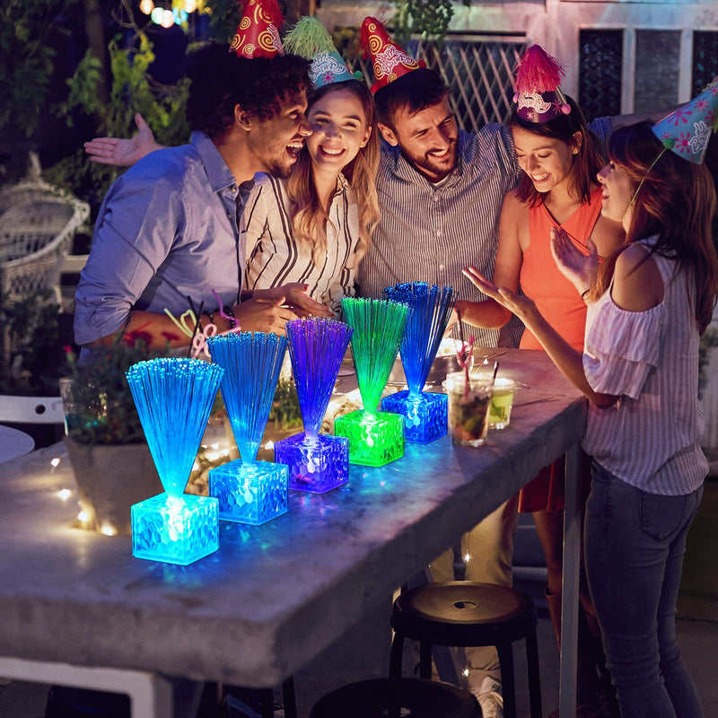 Amylove 16 Pieces Mini Fiber Optic Lamps Bulk 5.5 Inch Small LED Light up Centerpieces for Table Decorations with Crystal Base Battery Powered for Glow in The Dark Party Favors Supplies