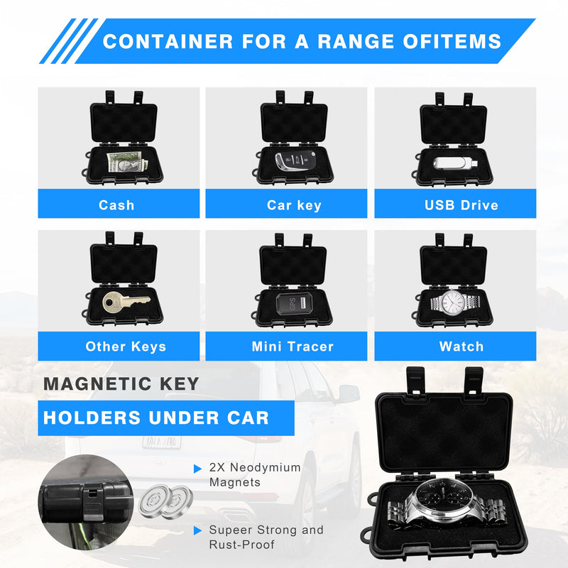 Magnetic Key Holder Under Car, Waterproof Magnetic Key Box, Hide a Key Outside with 2 Strong Magnets,Key Hider for Outdoor Travel,Magnetic Key Lock Box Under Car,Never Coming Off - NewNest Australia