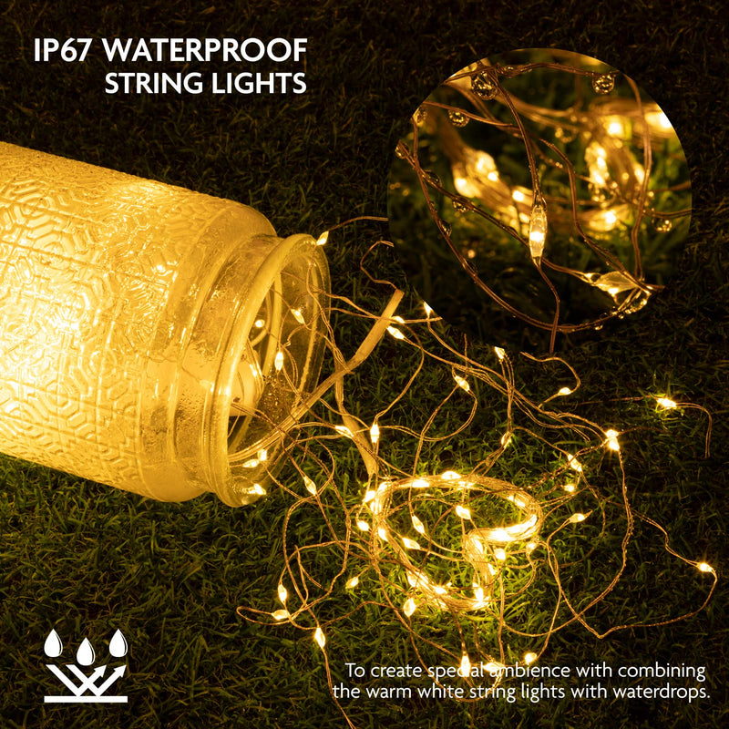 12 Pack Fairy Lights Battery Operated String Lights, 7ft 20 Led Waterproof Copper Wire Firefly Starry for DIY Wedding Party Bedroom Christmas (Warm White) Warm White 12 Pack