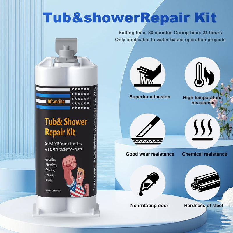 Tub Repair kit White，Great for Porcelain Sink,Ceramic,Marine Fiberglass Shower,Acrylic Bathtub Patch chip,Erase a Hole,Toilet refinishing,high Strength Small Hole Grout Chip Repair Caulk,5.28oz (3) 3