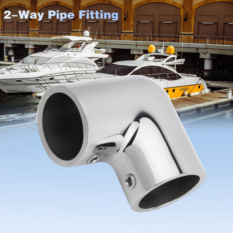 YANYUCB 2-Way Pipe Fitting Elbow Marine 316 Stainless 90 Degree Boat Hand Rail Fitting Elbow Pipe Connector O.D. Tube with L Shape Hex Key 7/8 inch