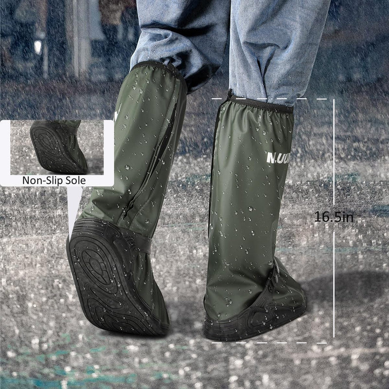 Rain Shoe Covers, Reusable Waterproof Rain Cover for Shoes, Non-Slip PVC Snow Boot Covers for Men and Women X-Large Green
