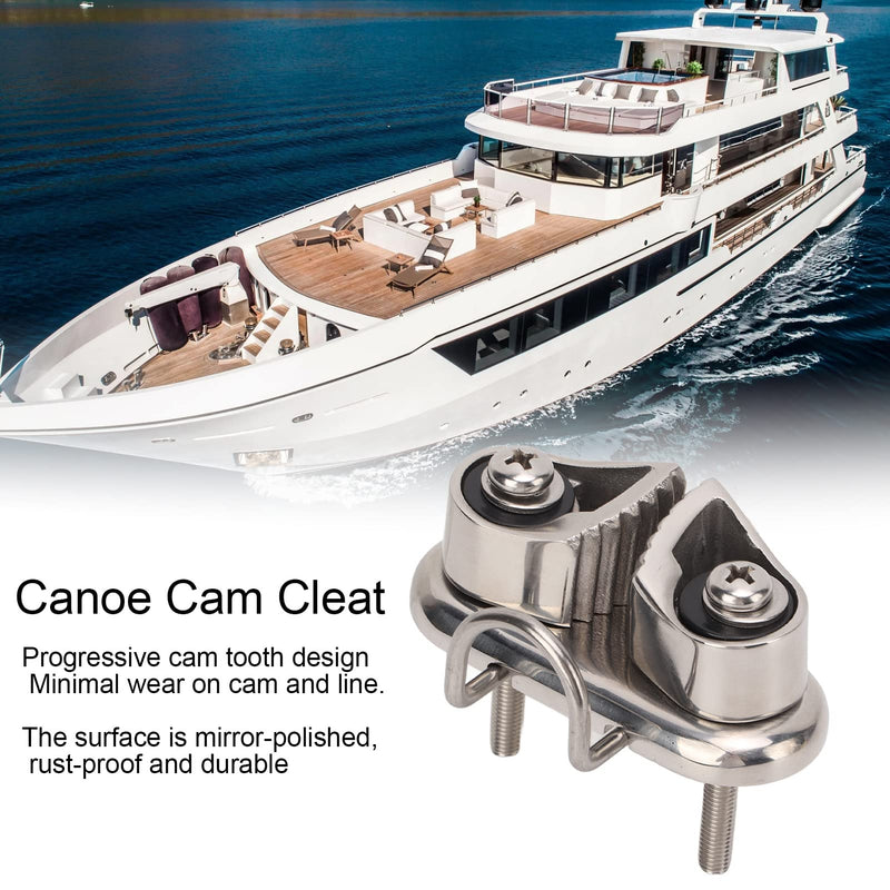 Boat Cam Cleat, Sailboat Fast Entry Cam Cleat with Wire Leading Ring Fits 10mm Rope Stainless Steel 316 Marine Grade Mirror Polished Corrosion Resistant for Kayak Canoe Dock Rigging