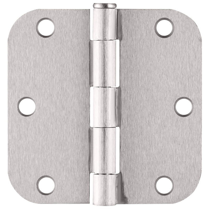 Design House 181412 Door Hinges for Interior Doors 5/8-inch Radius Steel Door Hinge Door Hardware, 3-1/2-inch x 3-1/2-inch, Satin Nickel, 3-Pack