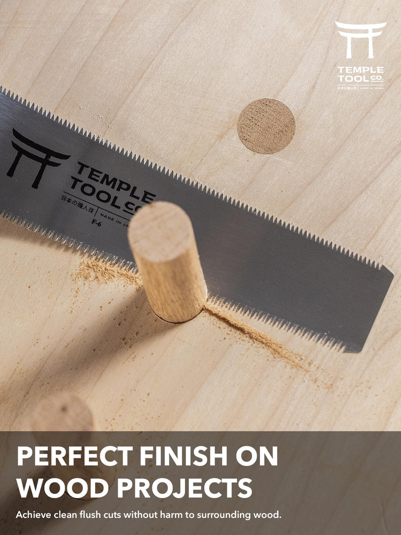 Japanese Flush Cut Saw - 6 Inch Double Edge Pull Saw for Flush Cutting Dowels, Pegs, Wedges - Hardwood Softwood Hand Saw - Small Wood Saw - Temple Tool Co.