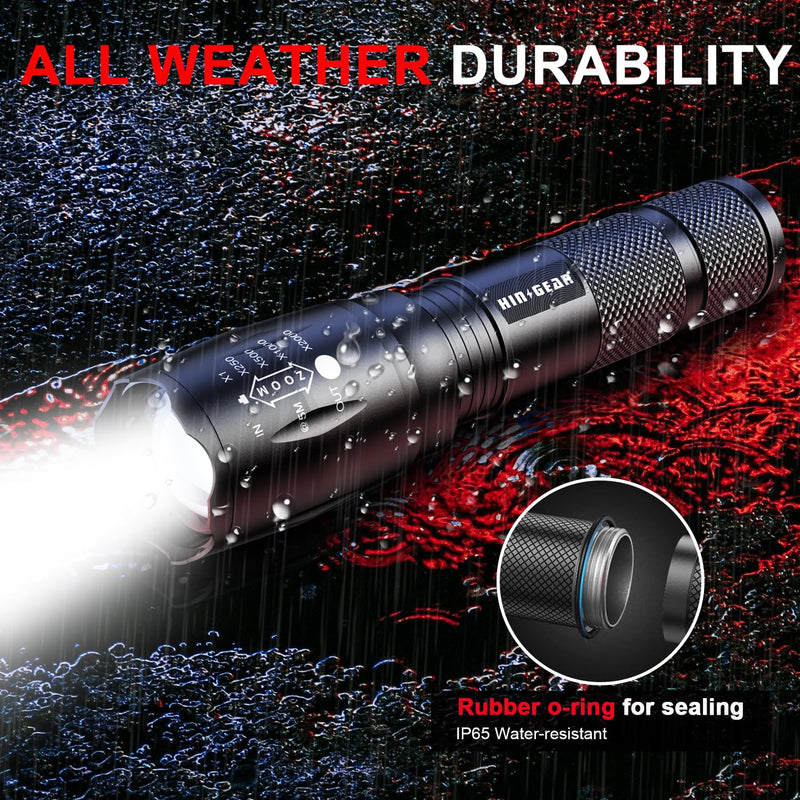 1 Mode Flashlights 4 Pack, Super Bright Zoomable LED Tactical Flashlight High Lumens, Water Resistant Portable Pocket Flash Light for Emergency, Camping, Home, and Gift - SL2000