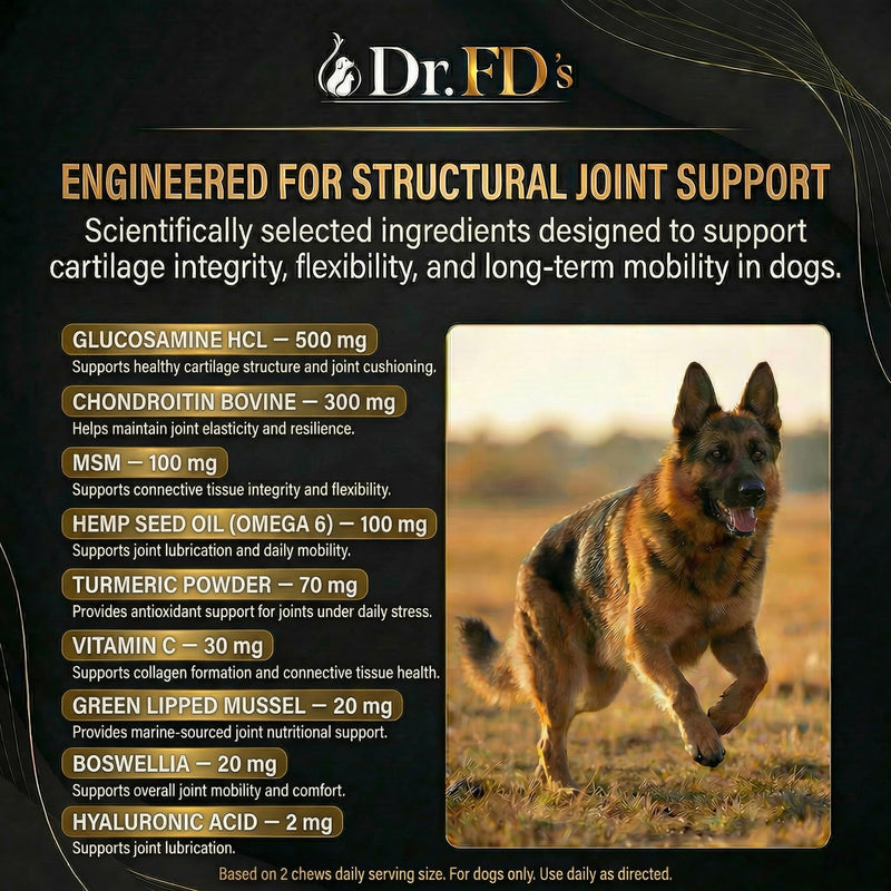 Dr. FD’s RenoFlex Dog Joint Supplement for Medium & Large Breeds, Hip and Joint Support Soft Chews with Glucosamine, Chondroitin, MSM and Turmeric, Daily Mobility Support, 120 Soft Chews