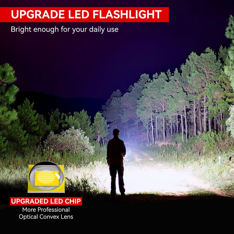 LETMY Tactical Flashlight S2000-2 Pack Bright Military Grade LED Flashlights High Lumens - Portable Handheld Flash Light, 5 Modes Zoomable Waterproof Flashlights for Home Emergency Camping Outdoor Black 2 PACK
