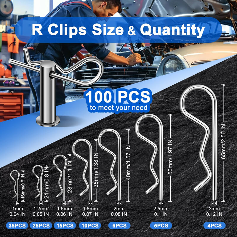 220PCS Cotter Pin Assortment Kit, 13 Sizes Premium 304 Stainless Steel Cotter Pins, Heavy Duty R Clips & Hairpin Cotter Pin Set, Hardware Pins for Automotive, Trailer, Hitch Pin Lock System