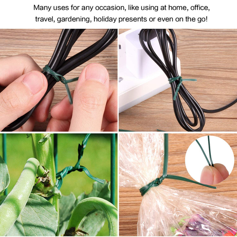 WILLBOND 200 Pcs 4.72'' Christmas Garden Plastic Twist Tie, PE Multi Function Twist Flexible Plant Ties, Christmas Tree Twist Tie Garden Plant Support, Cable Tie, Large Garbage Bag Bundle Green