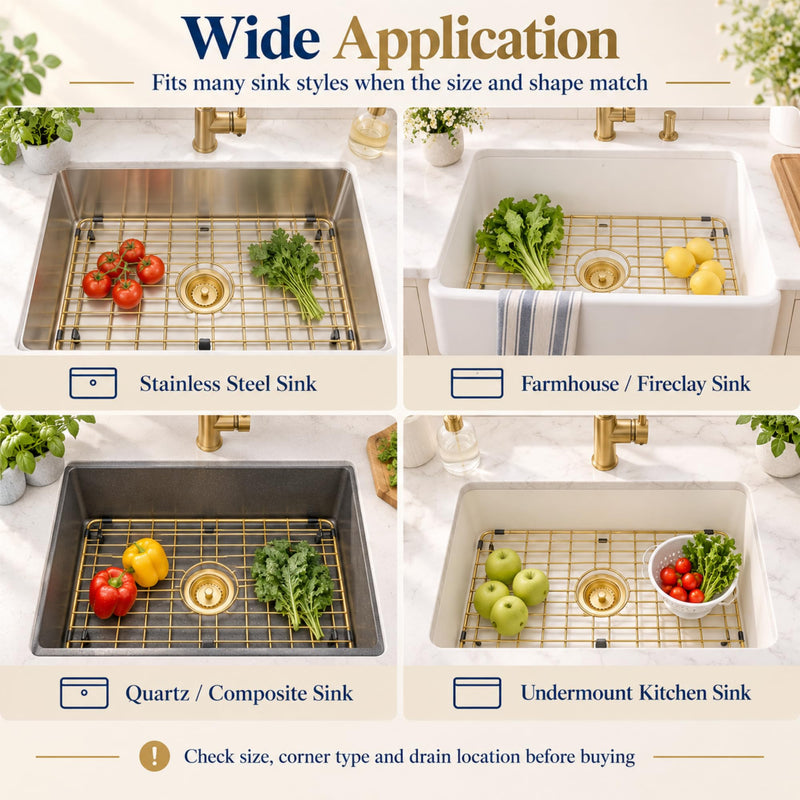 Gold Sink Grid 26 3/16" X14 1/16",Sink Protectors for Kitchen Sink 26 3/16" x 14 1/16" Gold