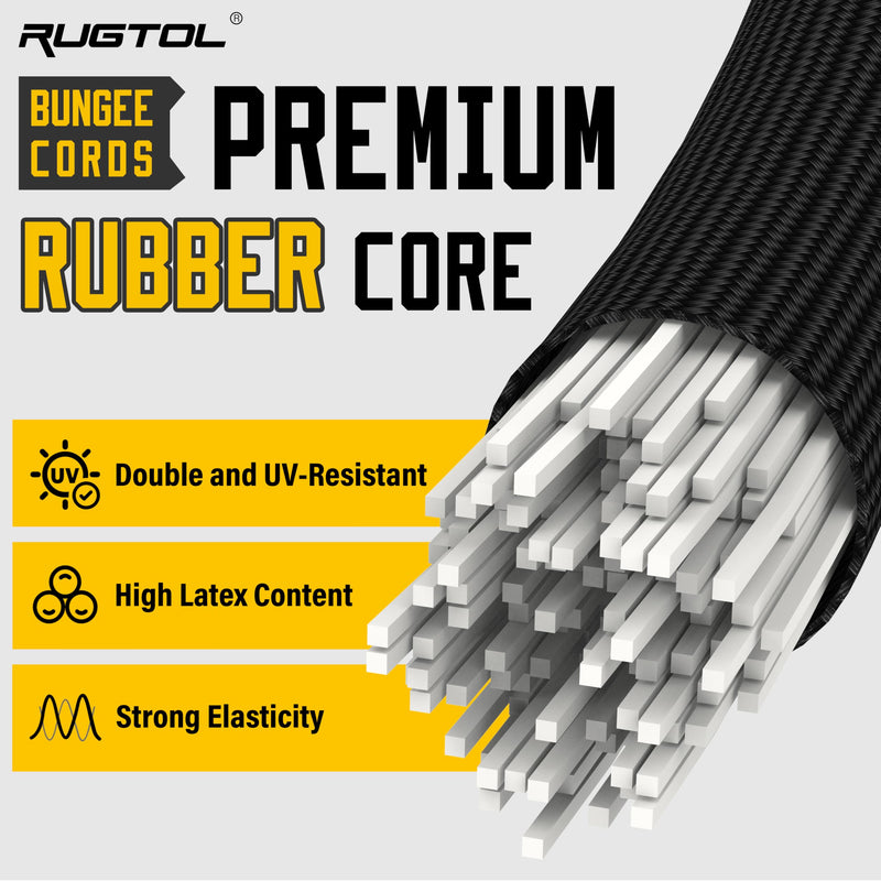 Adjustable Bungee Cords with Hooks, 6 Pack Heavy Duty Outdoor Carabiner Bungee Cord, Black Super Elastic Bungee Straps Easily Adjust from 7" to 36", Great for Cargo, Camping, Bike Racks, Tents 36 inch-6 pcs