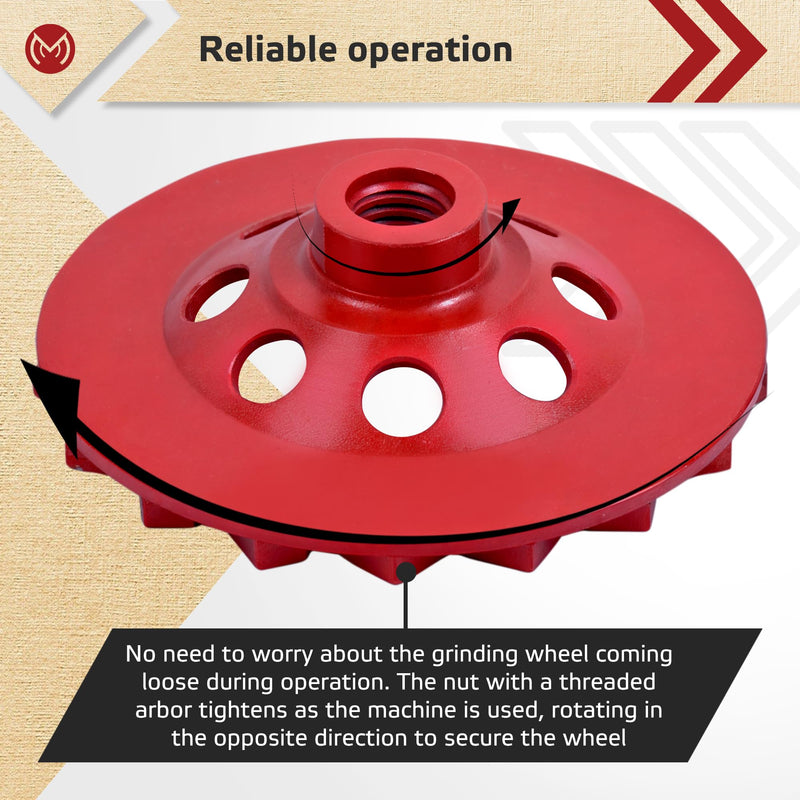 Diamond Grinding Wheel 4 1/2 inch for Angle Grinder, Concrete Grinding Wheel 18 Segments, Cup Grinding Wheel, Turbo Row Diamond Cup Wheel for Grinding Concrete, Cement, Masonry - Medium Bond