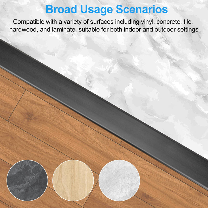 Metal Floor Transition Strips for Doorways, Self-Adhesive Aluminum T-Molding Threshold, for Joining Wood Tile Vinyl Laminate Flooring Gaps Seamless (3Pcs,36"x 2",Black) 36in x 2in x 0.37in Black
