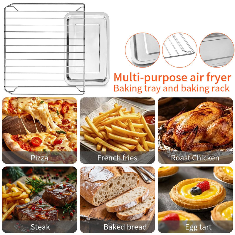 GCQ 2PCS Convection Toaster Oven Replacement Tray Rack for BLACK+DECKER 8 Slice Extra Wide Convection Toaster Oven,Food Grade Accessories Parts Grill Pan Rack Tray Crisper Plate,Dishwasher Safe