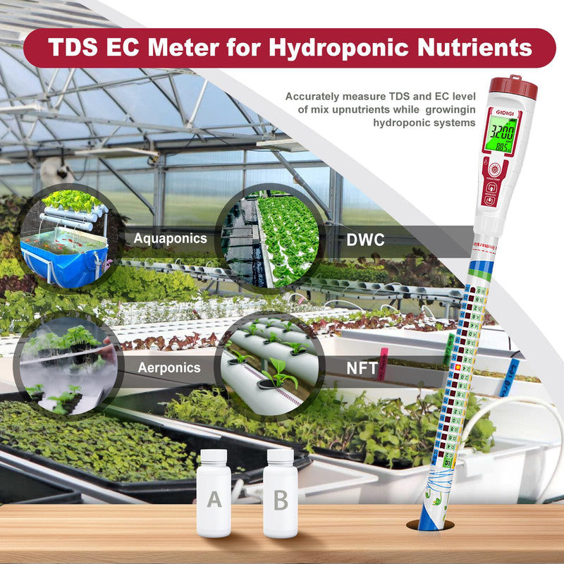 Truncheon Nutrient Meter PPM Meter Hydroponics TDS Meter Digital Water Tester EC TDS Tester(EC/PPM500/PPM700/CF) Specifically Designed for DWC Hydroponic System, Indoor Plant Grow, Home Garden etc