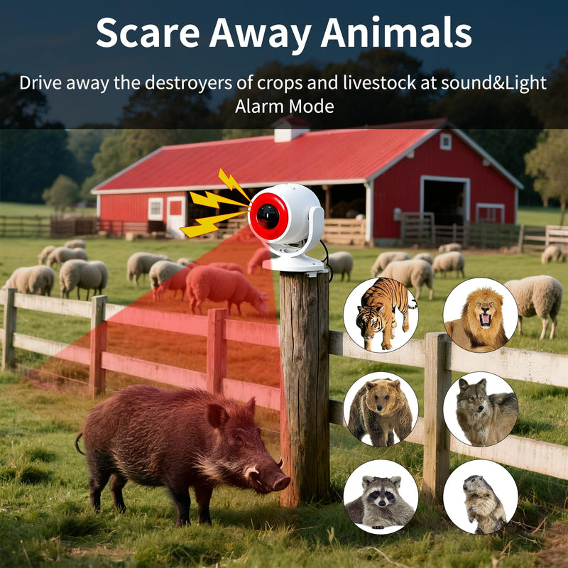2 Pack Wireless Motion Detector Alarm for Indoor Use, PIR Motion Sensor with Sound Player for Pets, Dogs & Animal Deterrent, Intruder Alert & Remote Safety System, Noise Maker Sensor de Movimiento 2 Pack