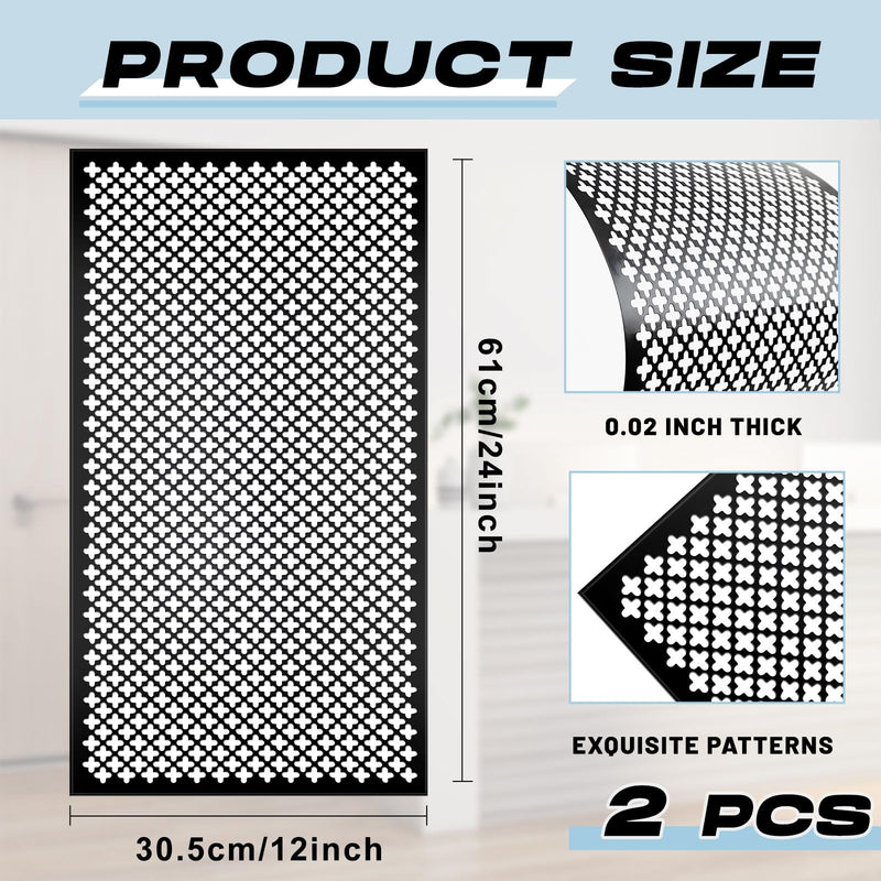 Gisafai 2 Pcs Decorative Cloverleaf Aluminum Sheet 12 in. x 24 in. x 0.02 in. Black Perforated Decorative Metal Sheets Metal Mesh Aluminum Sheet for Indoor Outdoor
