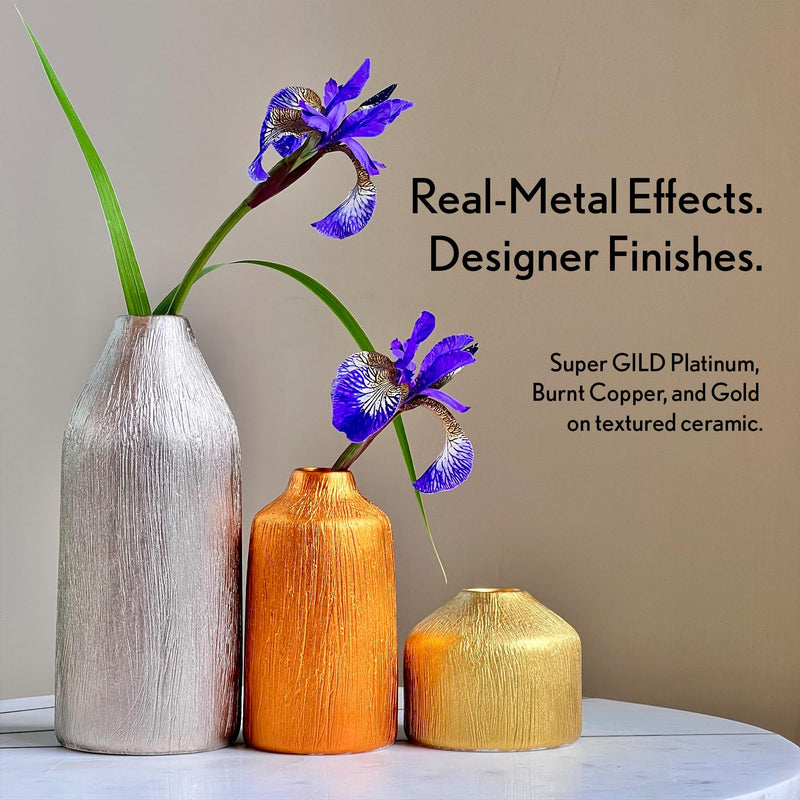 Super GILD Liquid Gold Acrylic Paint - High Pigment Metallic Enamel for Wood, Metal, Ceramics, Glass, Plastic, Canvas & More - Water-Based, Non-Tarnish Finish - 60ml 2.03 Fl Oz (Pack of 1)
