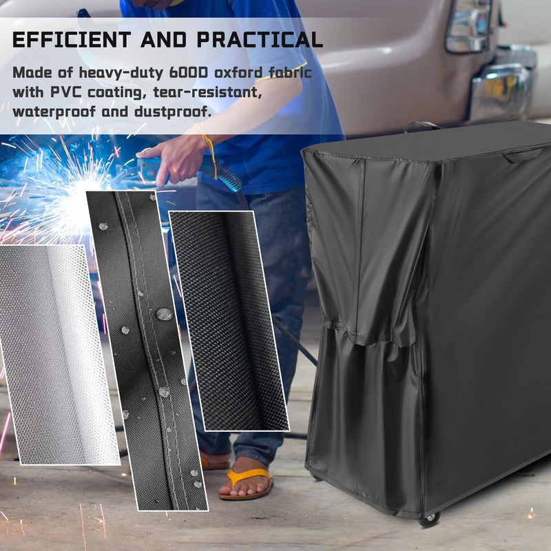 Welding Cart Cover, Black Waterproof and Durable Protective Welding Machine Cover for Most Plasma Cutter Rolling Welding Cart on Market