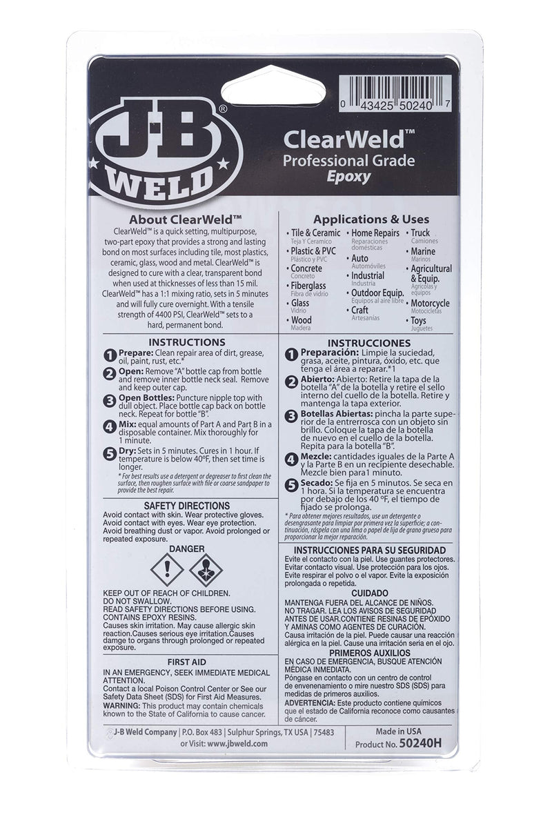 Jb Clearweld Epoxy 8oz