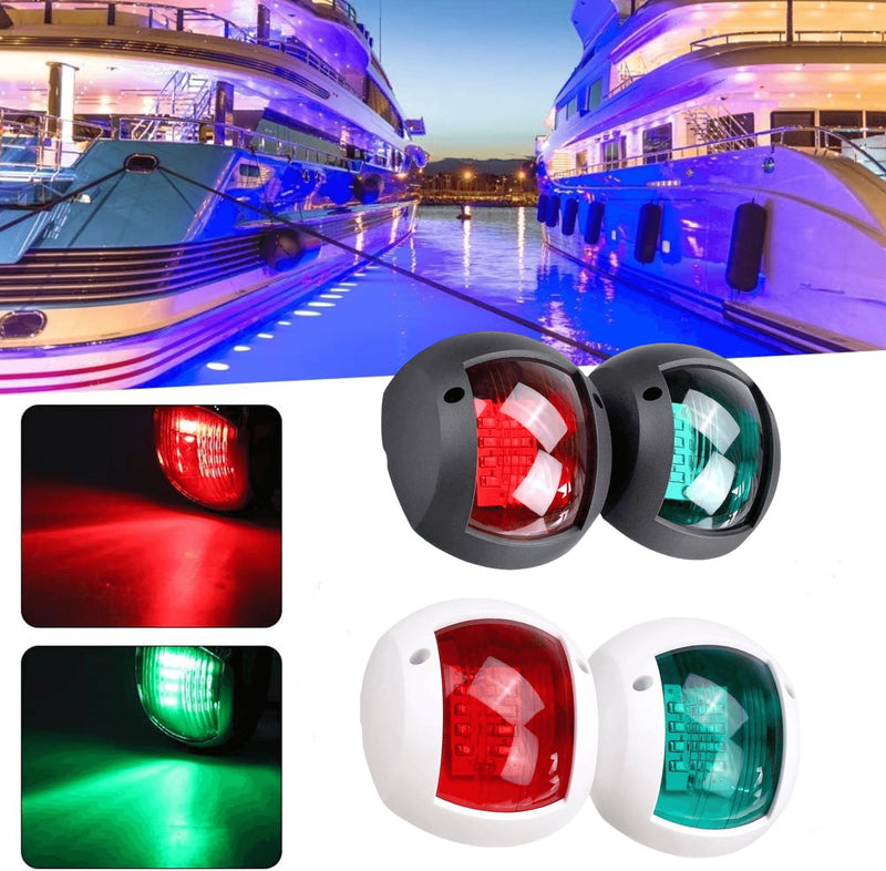 Pair of Boat navigation lights LED,MARINE LED Navigation Side Bow Lights Waterproof Running Lights For Marine Yacht Position Light Red & Green Parking Lamp (Black) Black -