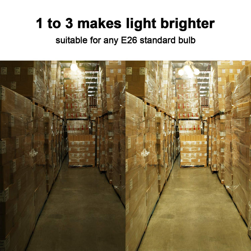 DiCUNO 3 in 1 E26 Light Socket Splitter Adapter, Standard Base LED Bulb Converter, 360 Degrees Adjustable 180 Degree Bendable, 3 Way Bulbs Socket Holder