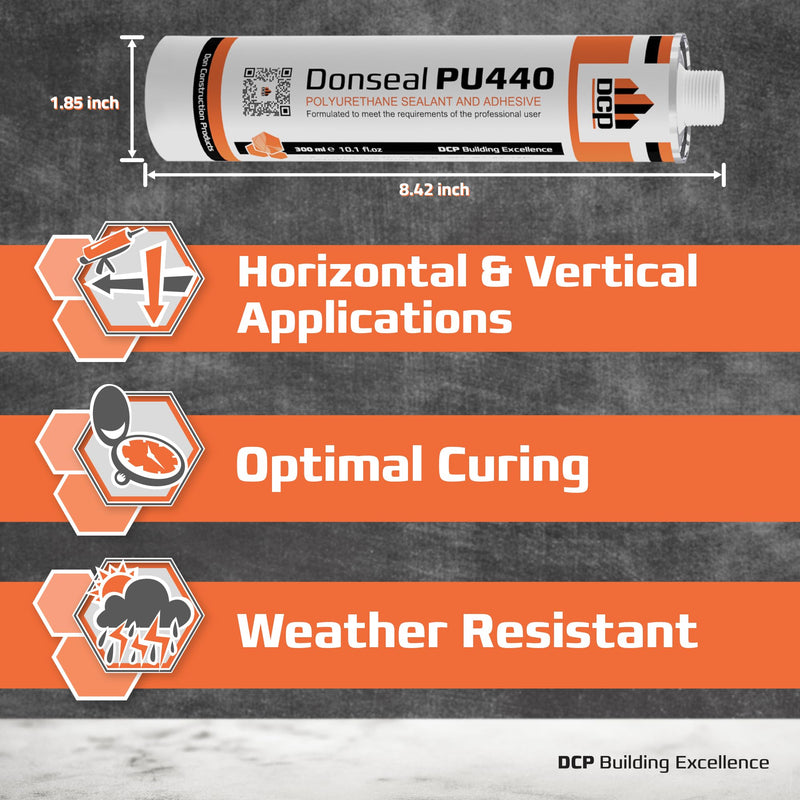 DCP Donseal PU440 Polyurethane Concrete Sealant 1 Pack– Non-Sag Concrete Caulk for Joints, Walls, Sidewalk, and Foundation, 10.1 fl. oz. Cartridge – Grey 1-Pack