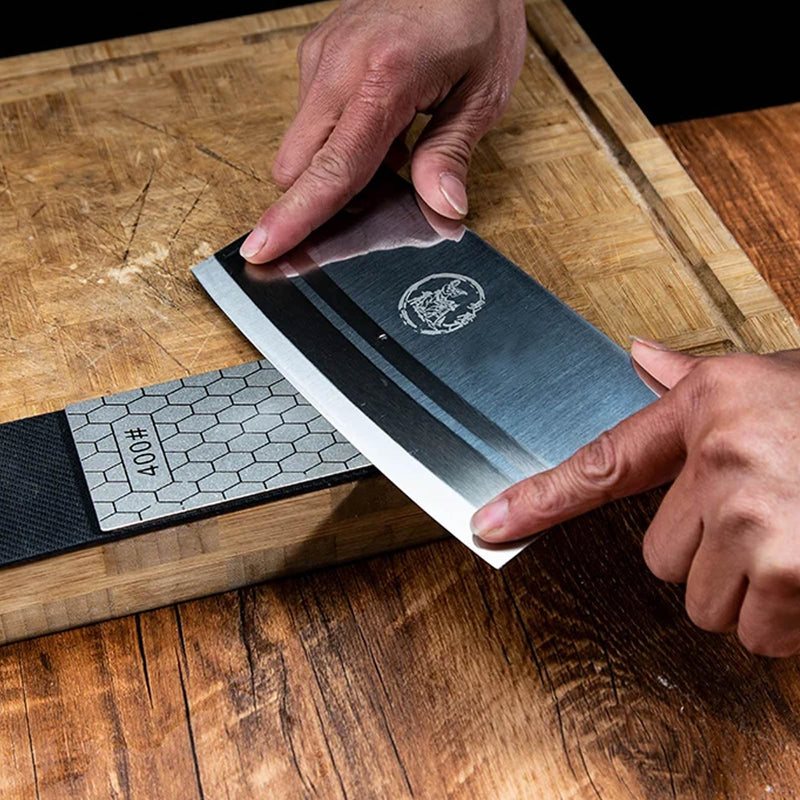 Diamond Sharpening Stone, Honeycomb Surface Plate with Non-slip Base for Pocket Knives Scissors (240/400/600/800/1000/1200/1500/2000/3000 Grit, with Angle Guide and Leather) SET-E