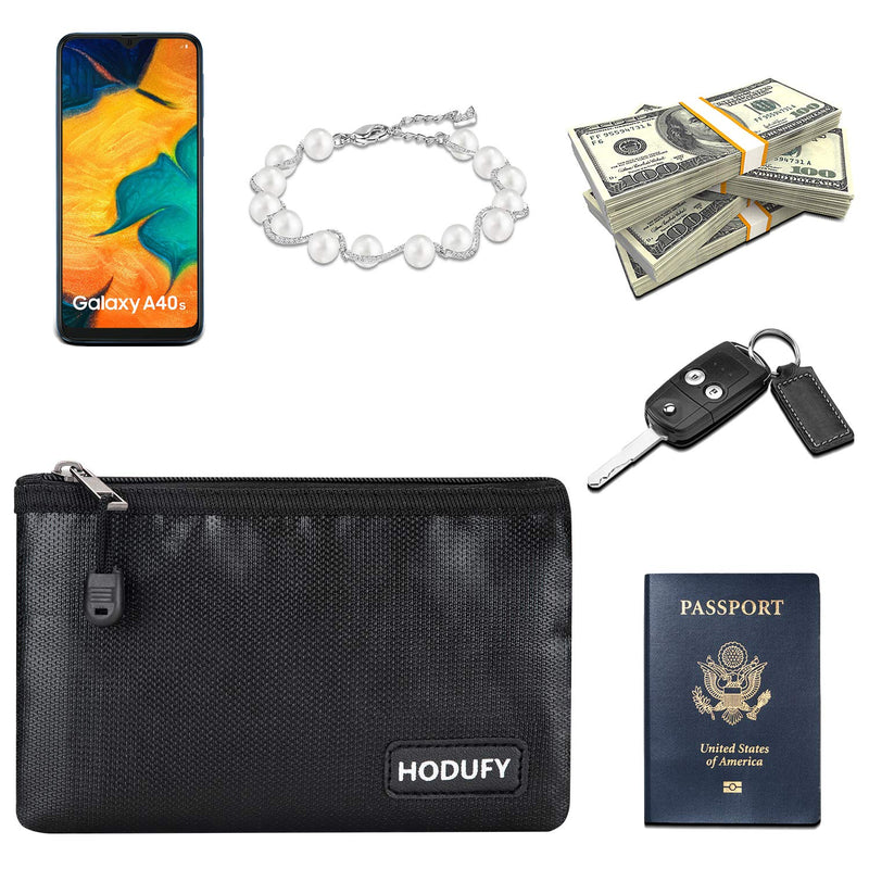 Small Fireproof Bag, Hodufy 5 x 8 inches Non-Itchy Fireproof Money Cash Bag, Bank Set for Valuables - Passport, Bank Deposit, Keys