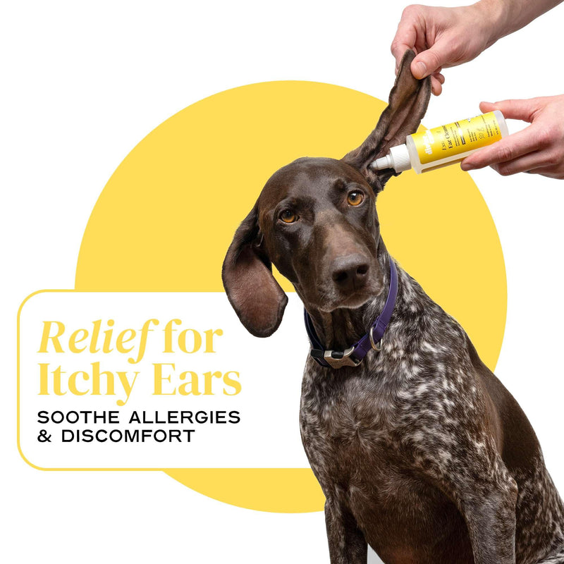 Dog Ear Cleaner - 4 Fl Oz of Dog Ear Wash - Drops to Dissolve Wax, Combat Odor, and Support Healthy Ears - Made with Chamomile, Honey, and Aloe - Made in The USA 4oz - PawsPlanet Australia
