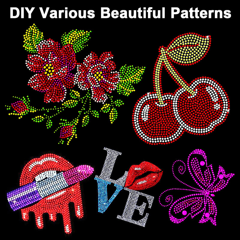 GGLTECK Hotfix Applicator Rhinestones -Valentines Day Gifts, Hot Fixed Bedazzler Kit, DIY Hot Fix Rhinestone Applicator with 7 Different Sizes Tips, 5304 PCS Rhinestones, Tweezers Brush Cleaning Kit
